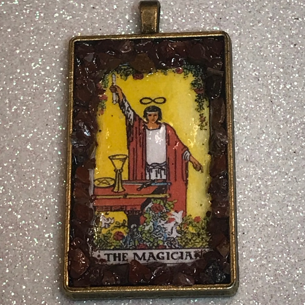 Tarot card pendants with semiprecious stones